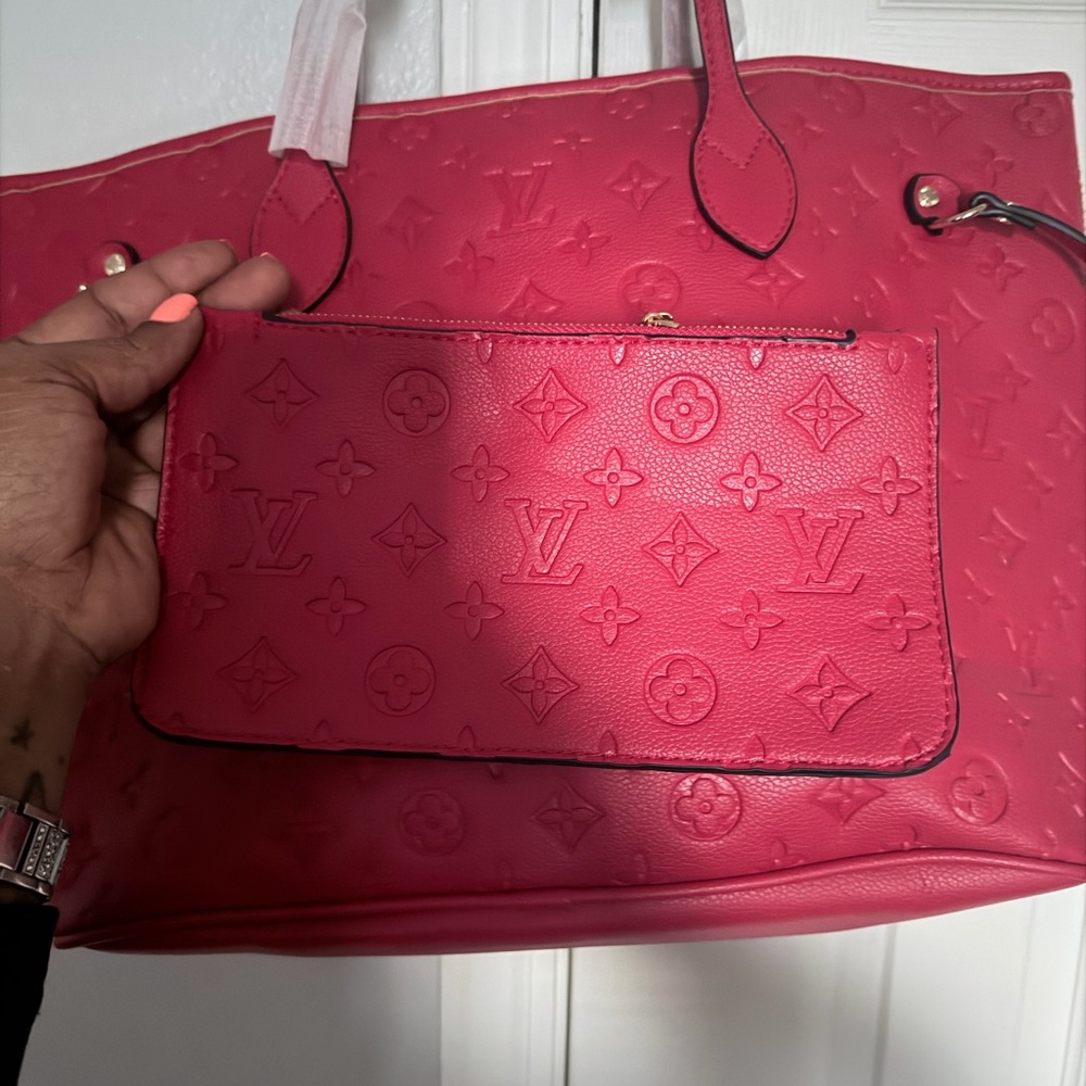 Louis Vuitton Hot Pink Monogram Embossed Tote - Picture 2 of 2